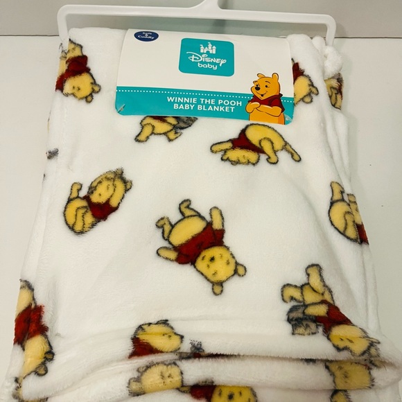 Disney Baby Winnie the Pooh Baby White Nursery Blanket Hunny Honey Bees - Picture 7 of 12